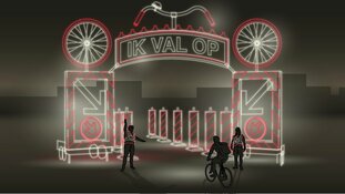 Fietsverlichtingsfeest op het Haarlemmerplein in Amsterdam