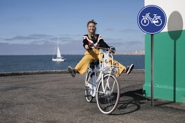 Fietsmerk Cortina past fietsbord aan naar Amsterdams straatbeeld