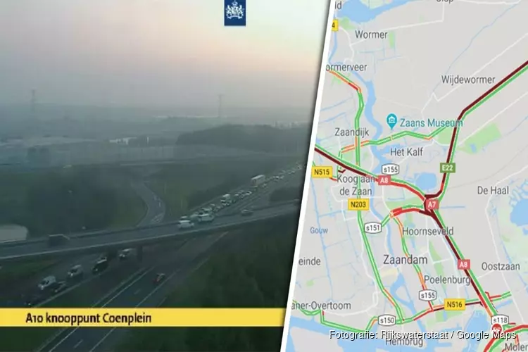 Chaos in de spits: files op A7, A8 en A9 vanwege ongeluk in Coentunnel