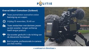 Getuigenoproep: Cameraploeg beroofd van televisiecamera