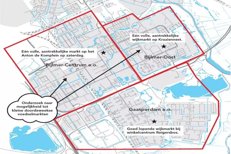 Nieuwe indeling markten in	Amsterdam Zuidoost
