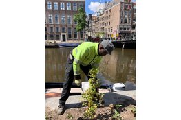 Kloveniersburgwal heeft een tuin aan de gracht