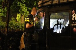 Glazenwassersbusje in brand