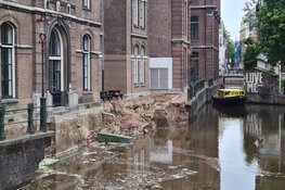 Kademuur ingestort in Amsterdam