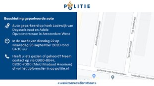 Beschoten auto Lodewijk van Deysselstraat: politie zoekt getuigen