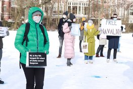 Demonstratie voor Russische oppositieleider Aleksej Navalny op Museumplein