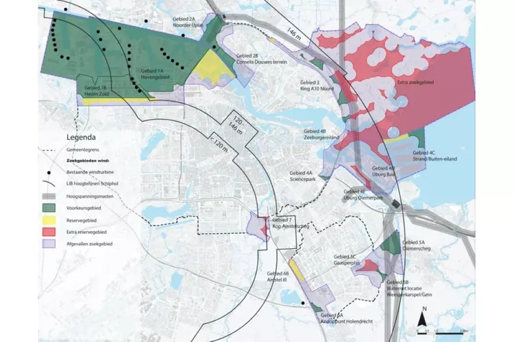 Zoekgebieden voor windenergie in Amsterdam aangepast