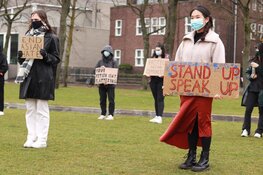 Protest tegen anti-Aziatisch racisme op het Museumplein