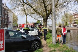Stuurfout met huurauto eindigt in water Nassaukade