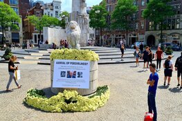 4000 witte rozen neergelegd op de Dam voor Peter R. de Vries