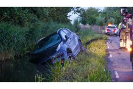 Hulpdiensten groots opgeroepen voor achtergelaten auto in sloot