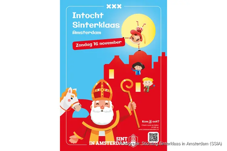 Sinterklaas komt naar Amsterdam op zondag 16 november 2025​​​​​​​​​​