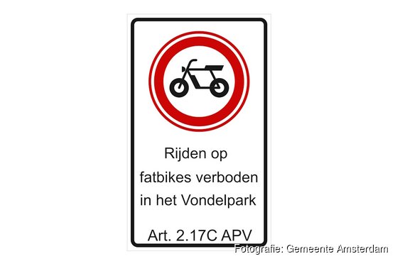 Fatbikeverbod in het Vondelpark vanaf 11 mei