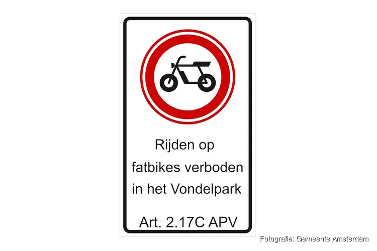 Fatbikeverbod in het Vondelpark vanaf 11 mei