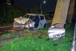 Auto ramt boom in Amstelveen, brandweer moet bestuurder bevrijden