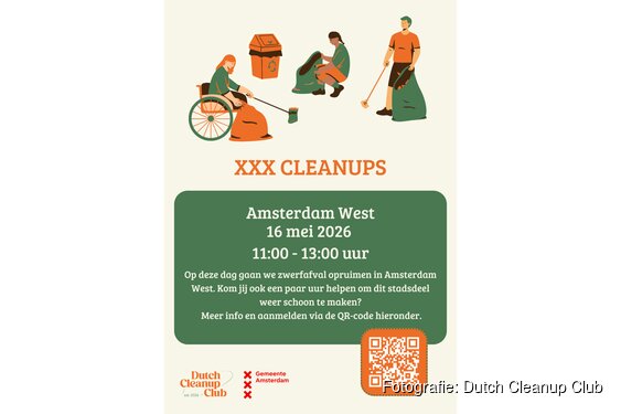 Vrijwilligers gezocht voor zwerfafval actie in Amsterdam-West op 16 mei