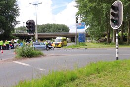 Schade na ongeval op kruising van oprit A10