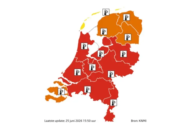 Extreme hitte: Vrijdag voor het eerst code rood in groot deel van het land