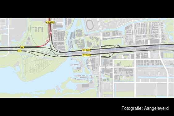 18-21 september: Afsluiting verbindingsweg A10 West richting A4 Schiphol