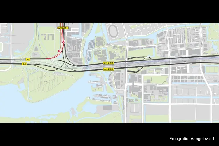 18-21 september: Afsluiting verbindingsweg A10 West richting A4 Schiphol